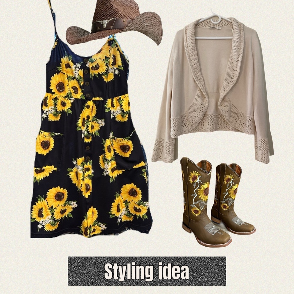 **2/$20** Sunflower Print Button-Down Dress